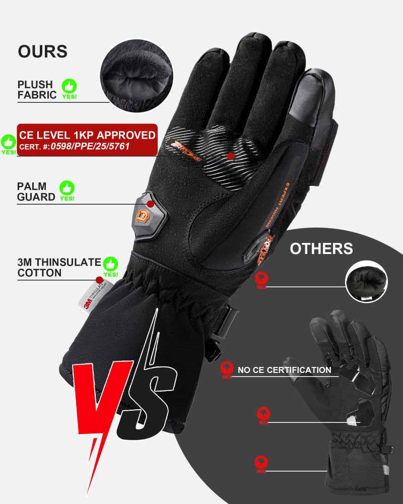 BORLENI Winter Motorcycle Gloves for Men, CE Level 1 KP Protection, Touchscreen Windproof Waterproof Warm Riding Gloves with Carbon Fiber Shell for Cold Weather - Image 5